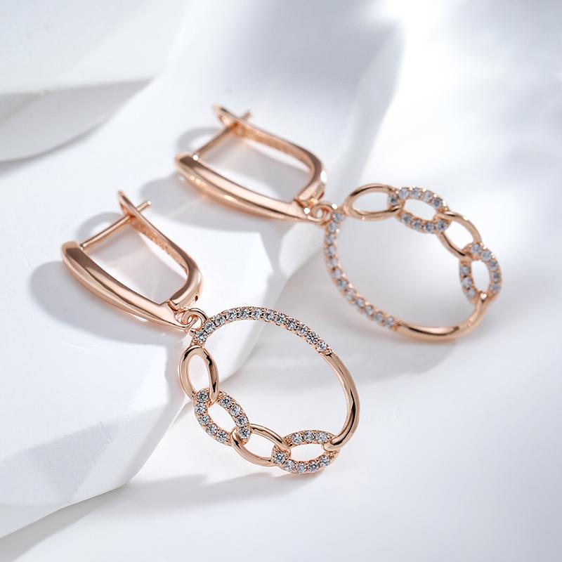 Kienl Trendige Rosegold Ethnische Braut Ohrhänger für Damen Vintage Hochzeit Natürlicher Zirkon Englische Ohrringe Täglicher Schmuck