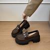 Thick-soled Thick-heeled Small Leather Shoes for Women's 2025 Spring and Autumn New British Style Mary Jane Loafers One-pedal Single Shoes