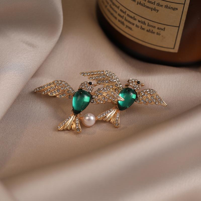 Mode Exquisite Doppelte Fliegende Vögel Broschen Für Damen Kleidung Mantel Schmuck Accessoires Geschenke