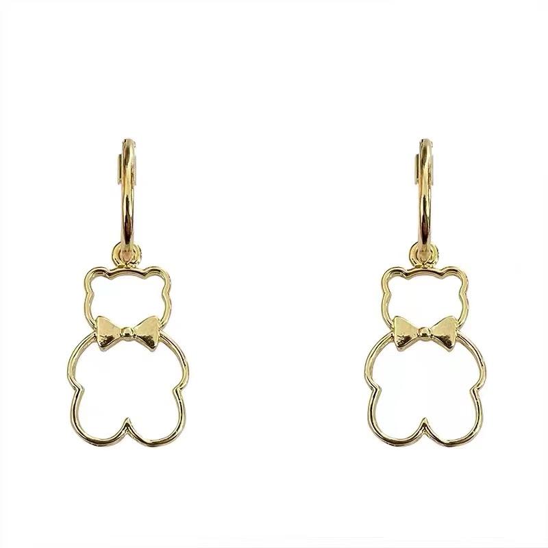 

Милые модные корейские серьги-медвежата 2022 года для женщин - Простые, универсальные каффы для ушей S925 Silver Needle