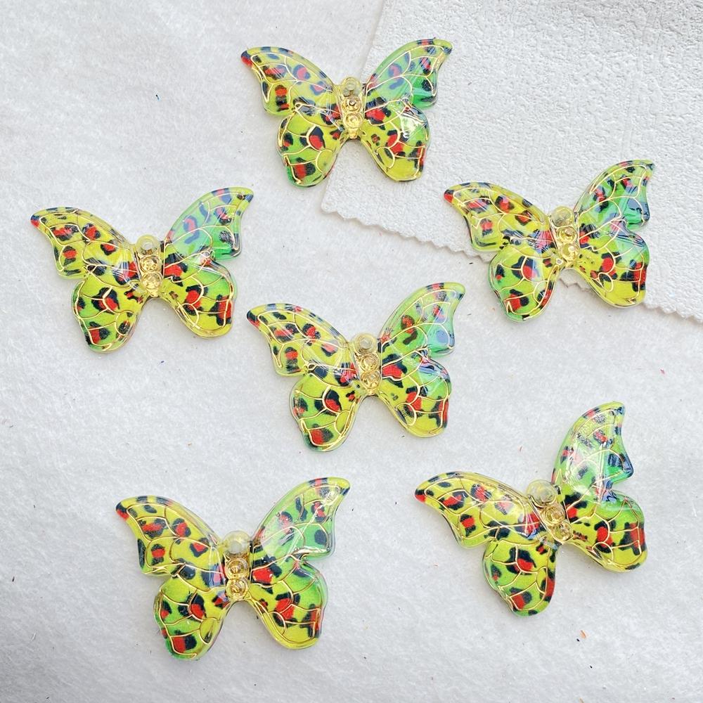 10Pcs Cute Colorful Shiny Butterfly with a Hole Flat Back Resin Scrapbooking DIY Jewelry Hairpin Craft Decoration Accessorie