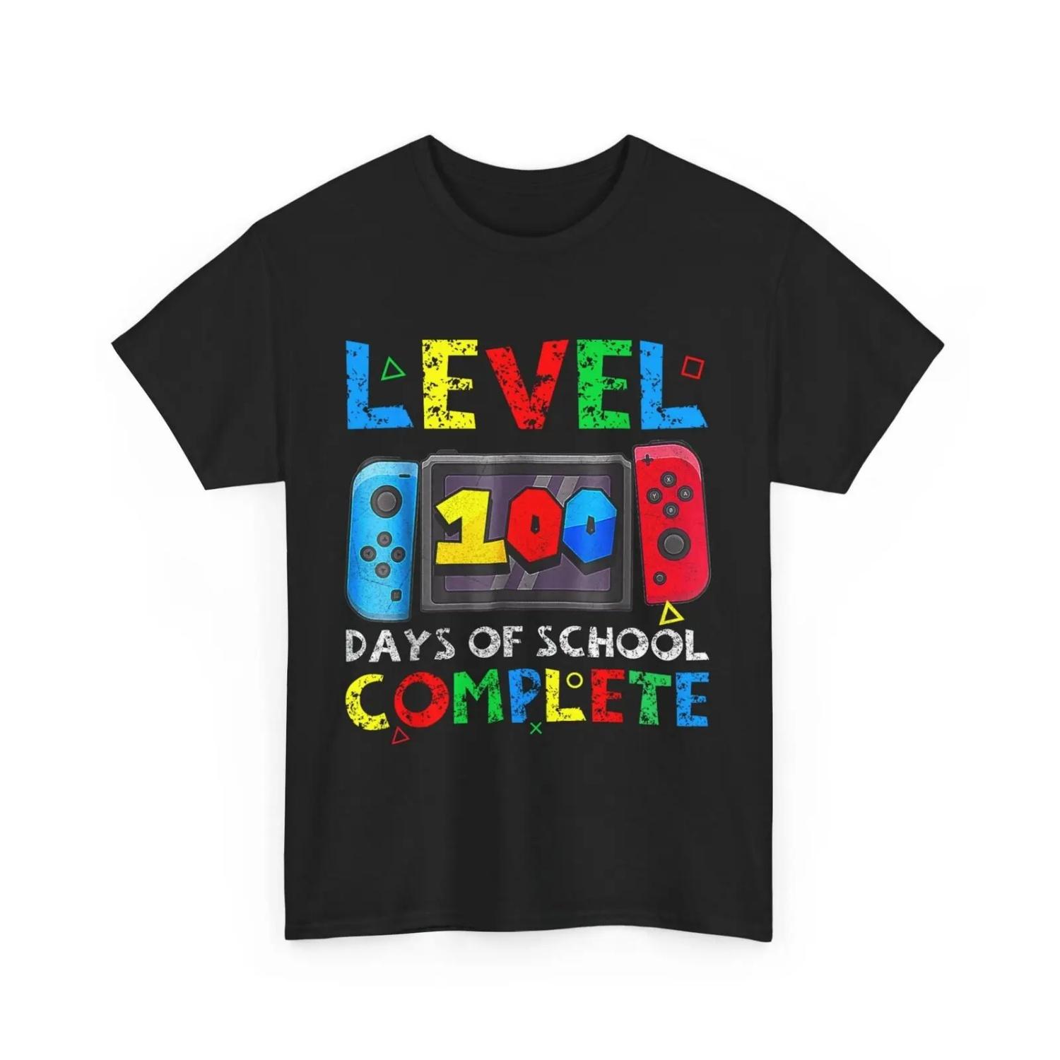 Level 100 Days Of School Complete Gamer Video Games Boys T Shirt S