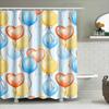 Aquarell Ballon Duschvorhang Blau Gelb Rot Heißluft Herzform Dekorativ Badewanne Stoffbänder Wasserdicht Zuhause Badzubehör