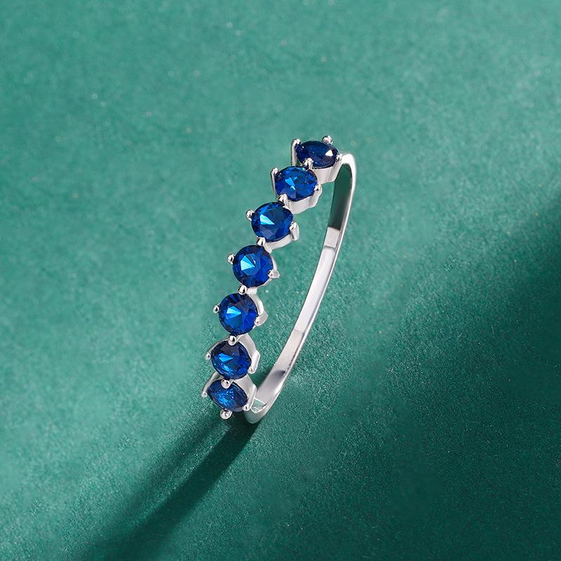 

Нежное круглое кольцо с радужным сапфиром и полным бриллиантом для женщин, 100% серебро S925, подарок на годовщину, ювелирные изделия 8 синий
