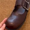 Sheepskin version~ British style Japanese round head Mary Jane shoes women's one-button loafers leather platform versatile single shoes