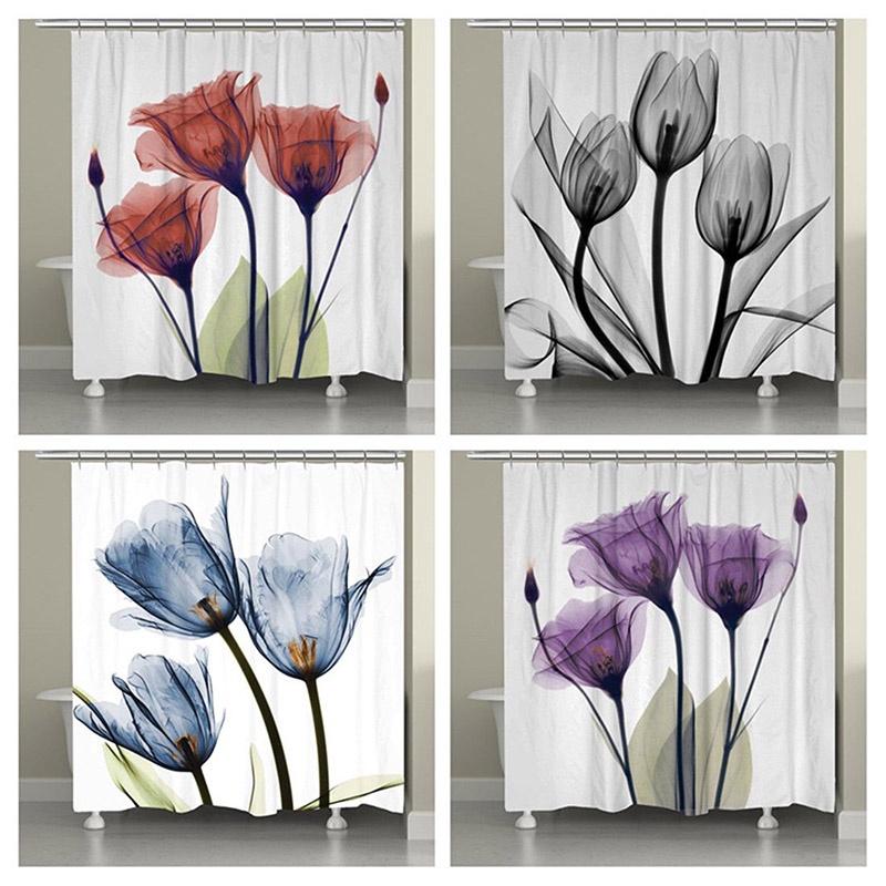 Versatile 3d Mart Waterproof Lotus Print Bathroom Polyester Shower Curtain Featuring 12 Hooks For Any Bathroom Style