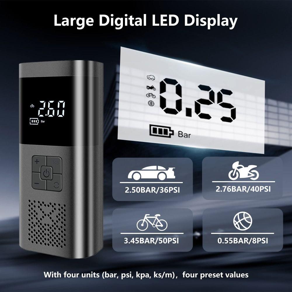 Wireless Design Car Air Pump Pressure Gauge Electric Tire Inflator  Quick Inflation