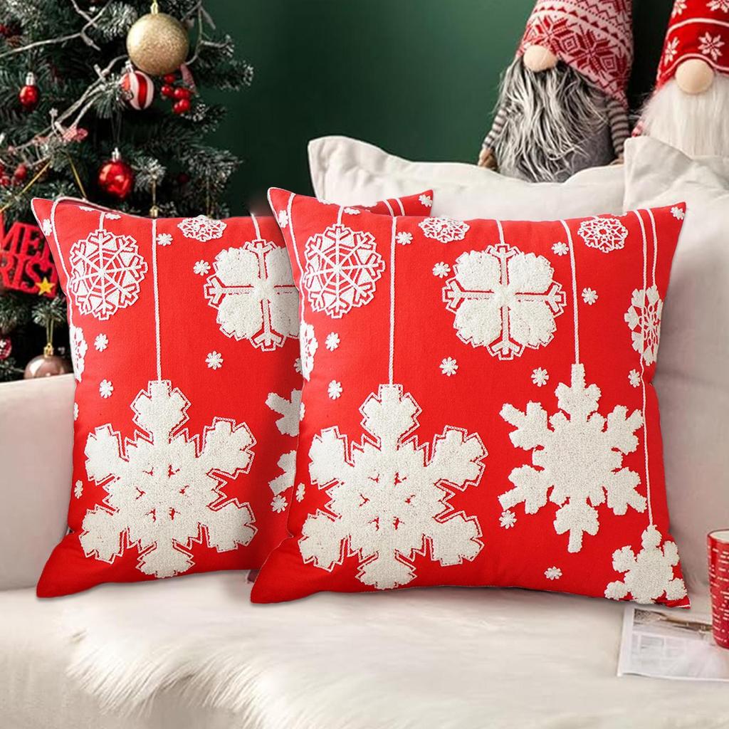 Christmas Pillow Cases Elegant Snowflake Cushion Pillowcase 18x18in Embroidery Snowflakes Christmas Cushion Covers For Home