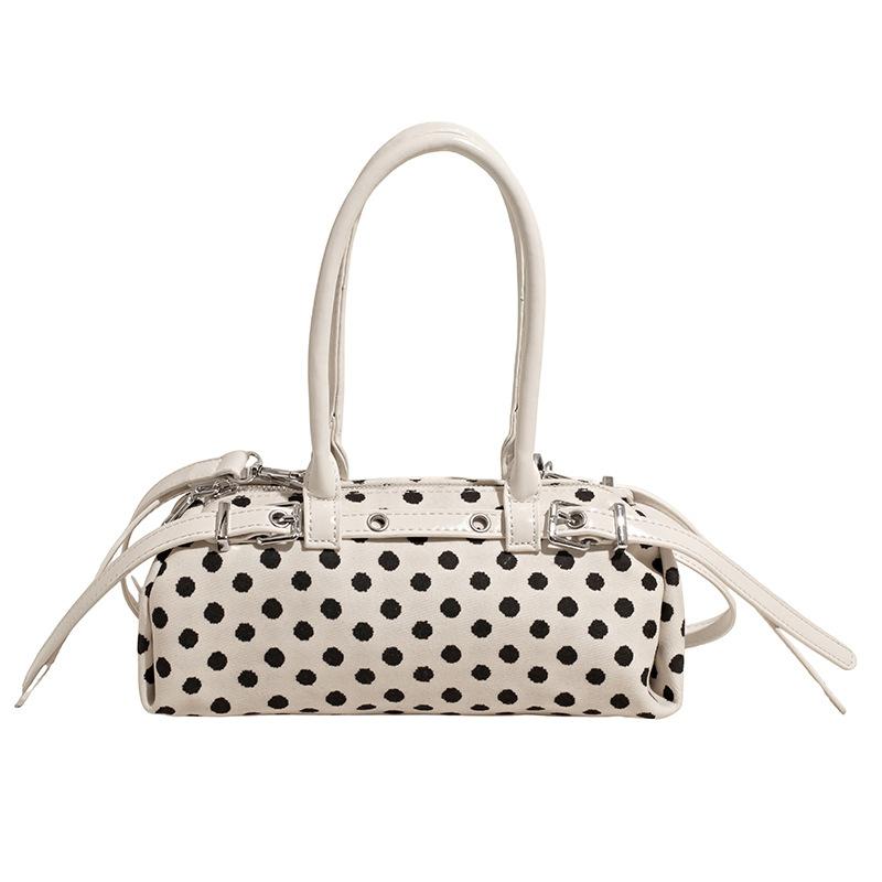 Handbag Bag Women's New Polka Dot Design Versatile Messenger Bag Fashion Casual Shoulder Bag Cylinder Bag