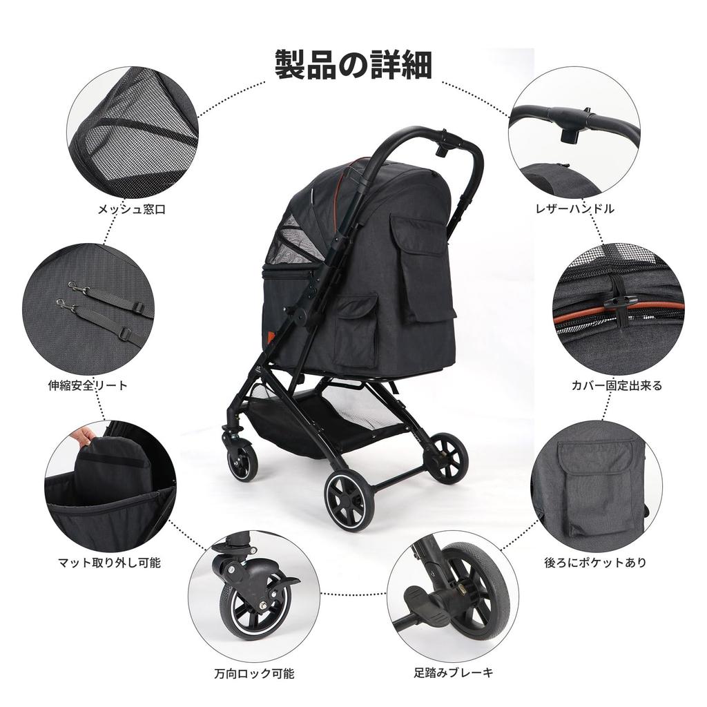 SKISOPGO Pet Pet Buggy for Multiple Large Dog Cart for Multiple Front Rear Wheel Folds in an Load Capacity Large Luggage Easy to Store and Operate