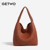 Handmade Woven Women's Tote: Large Capacity, Versatile Bucket Bag for Autumn/Winter - Perfect for Commute or Mother-Child Use