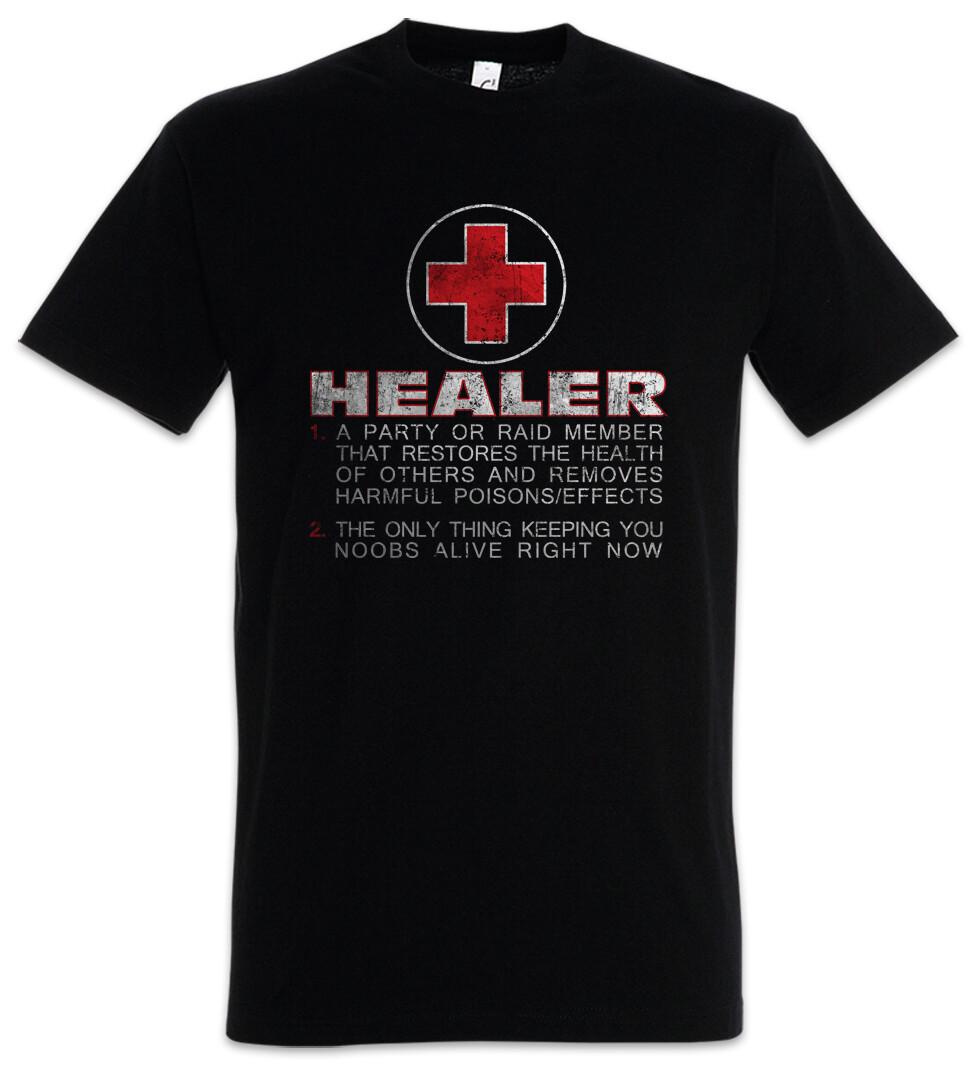 Healer Role Herren T-Shirt Gamer Games Gaming Video RPG Roleplay PC Admin L