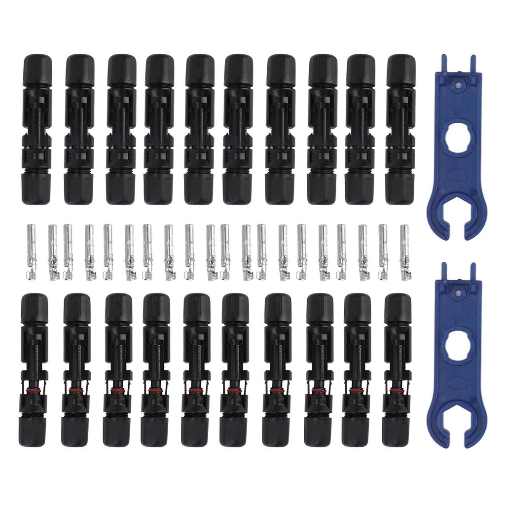 Solar Connectors with 10 Pairs Male Female Plug Spanners Waterproof Flame Retardant Solar Panel