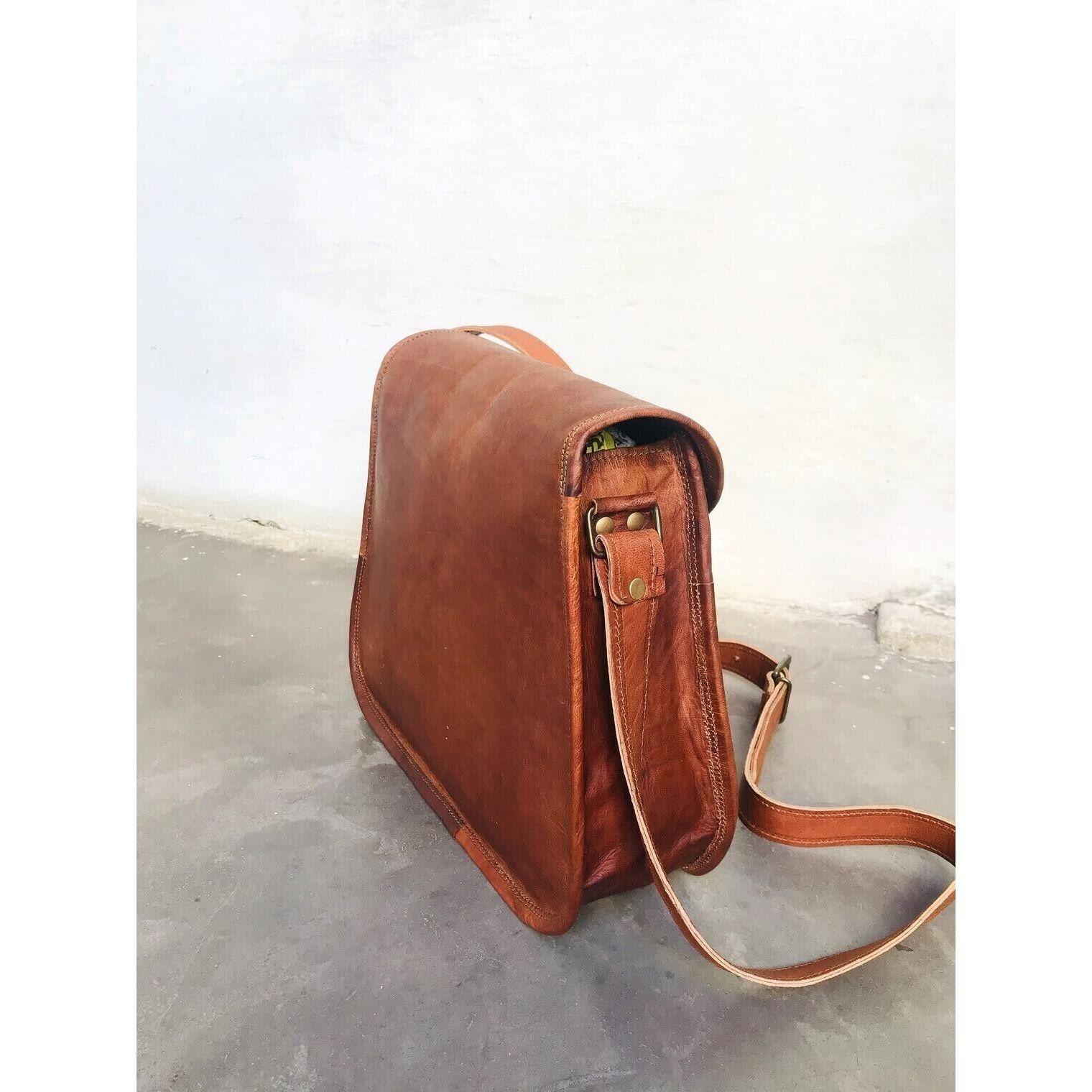 Женская кожаная сумка Goat Crossbody Натуральная коричневая сумка через плечо ручной — фото 3