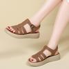 Women's Summer Black Leather Sandals Elevator Casual Slip On Plus Size Brown Walking Minimalist Roman Sandals for Girl