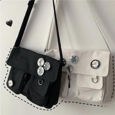 Fashion Women Canvas Shoulder Bags for Youth Casual Ladies Large Capacity Crossbody Bags Solid Handbags Messenger Bags