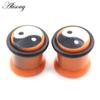 Alisouy 2 Stück 10 mm Tai Chi Yin-Yang Acryl Taper Ohr Tunnel Plugs Flesh Flared Expander Keil Messgeräte Piercing Körperschmuck