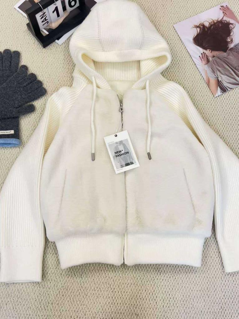Yu Yan, scissors, autumn and winter college style hoodie, cashmere knitted fashion trendy coat, lazy style