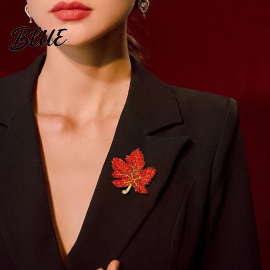 Festive Leaf Pin 1/3Pcs Maple Brooch Colored Rhinestone Enamel Thanksgiving