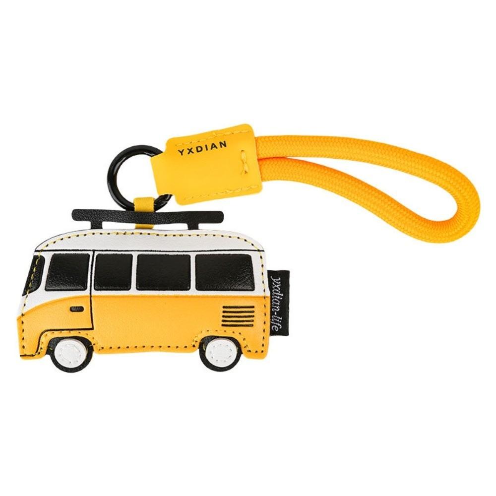 PU Leather Bus Shape Keychain Unique Bag Pendant Fashion Design Cartoon Airplane Keychain Women