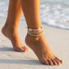 Bohemian Multilayer Shell Anklet Set for Women Vintage Gold Color Beads Starfish Charm Leg Chain Handmade Ocean Beach Jewelry