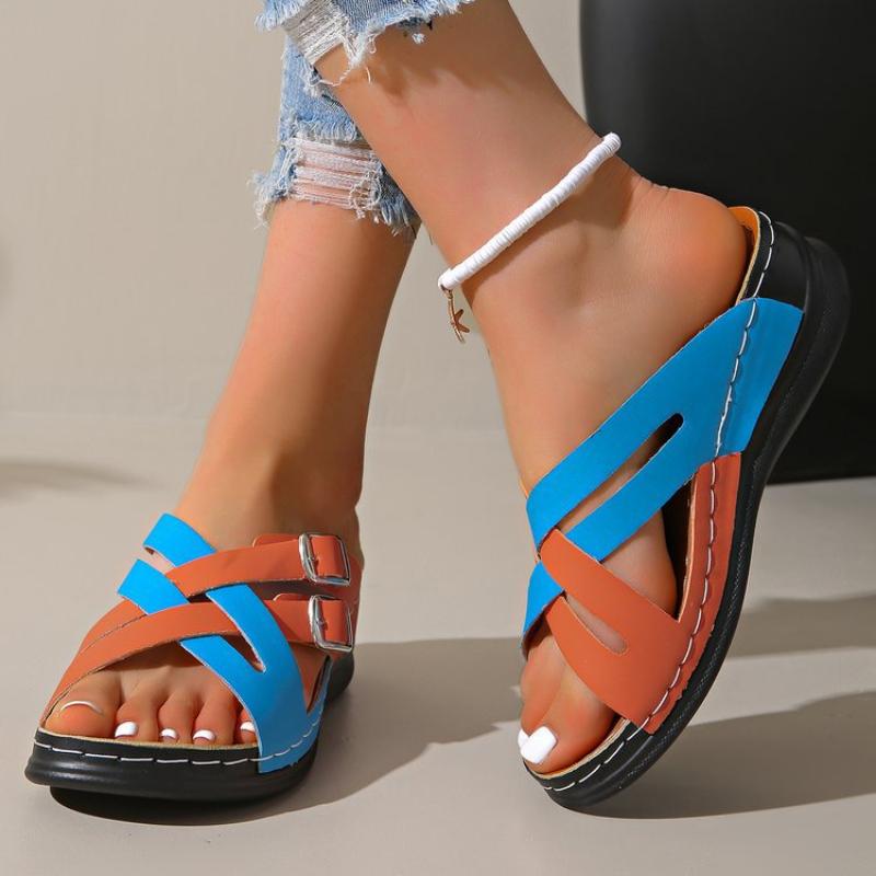 

Женские летние босоножки на танкетке с открытым носком и регулируемой пряжкой, нескользящие пляжные босоножки с пряжкой на шнуровке 36 синий