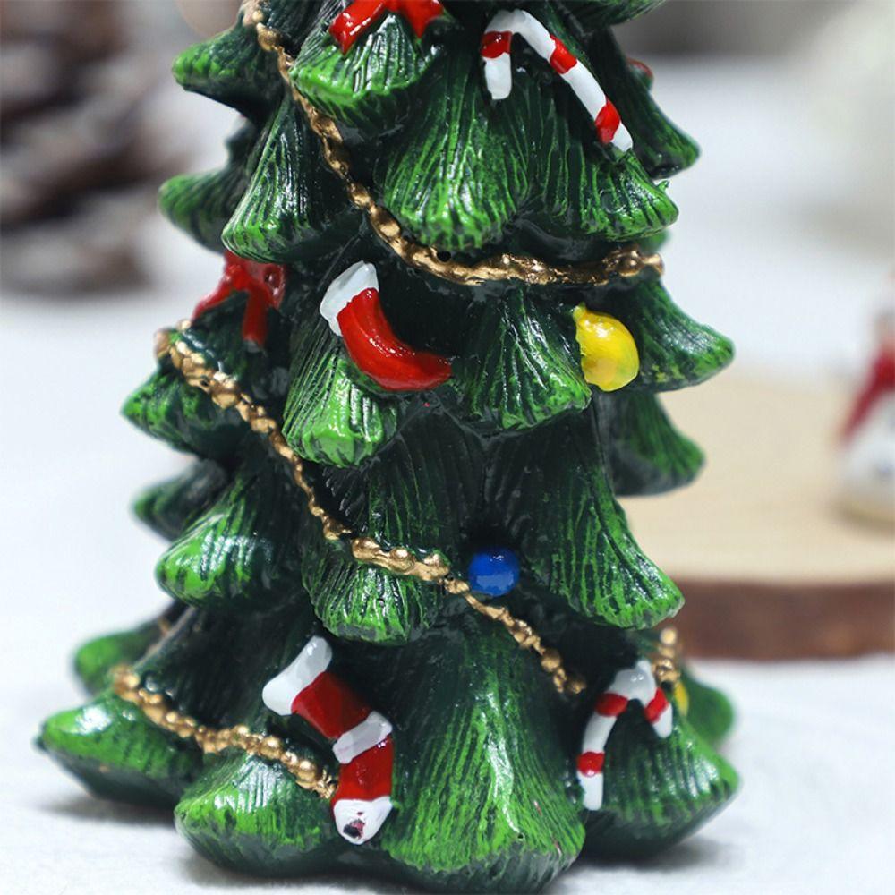 Lifelike Mini Christmas Tree Statue Resin Christmas Tree Ornaments  Home Xmas Decor
