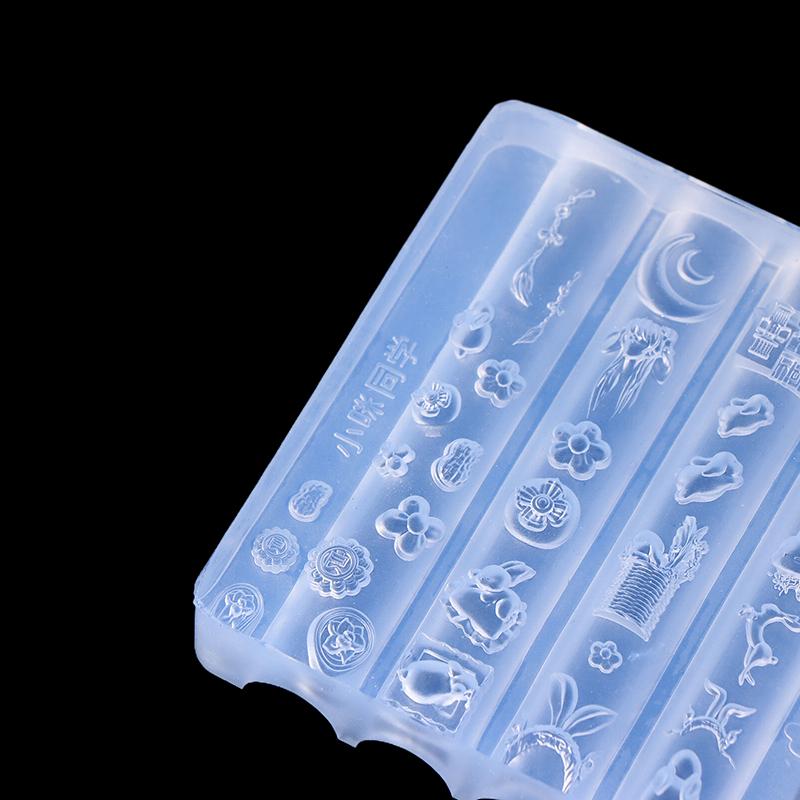 Cute Nail Mold Silicone Rabbit Paradise Moon Castle Art Elegant Oil Painting Style Nail Stereoscopic Template Mold