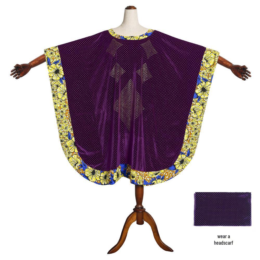 

Velvet Wax Cloth Hot Drill Plus Size African Women s Muslim Robe Dress One Size фіолетовий
