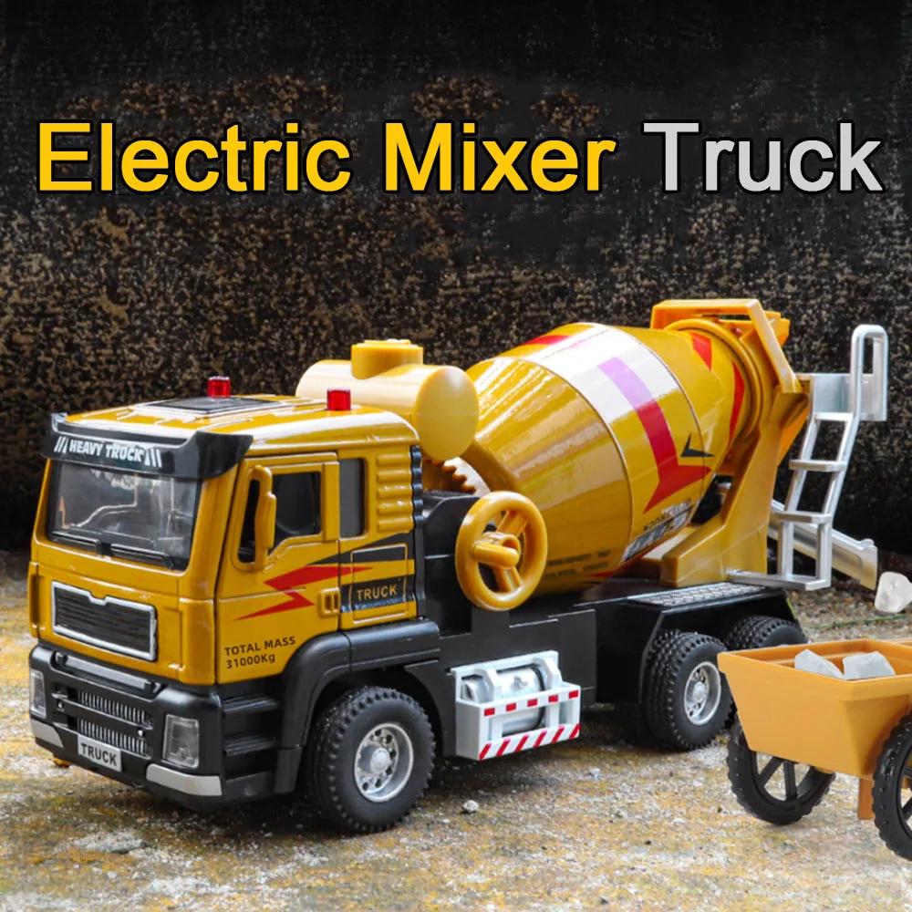 1:40 Legering Elektrische Betonmixer Vrachtwagen Speelgoed Auto's Diecast Modellen 2 Deuren Openen Terugtrekken Bouwvoertuig Licht Geluid Speelgoed Kindercadeaus