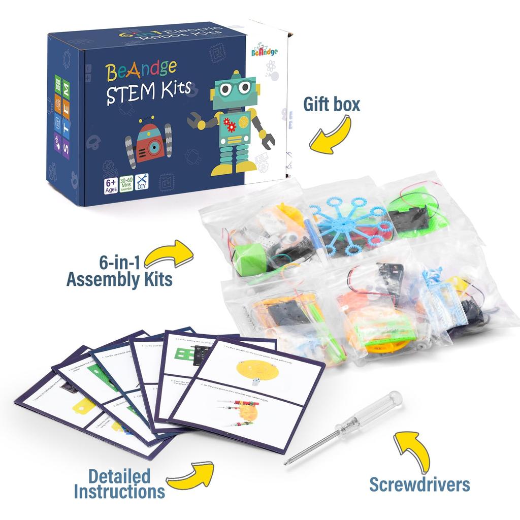 STEM Kit Robotics Electric Motor Science Project Experiment Kids DIY Engineering Building Kit Boys Years Old Girls Electronic Robot Toys 7 8 9 10 11