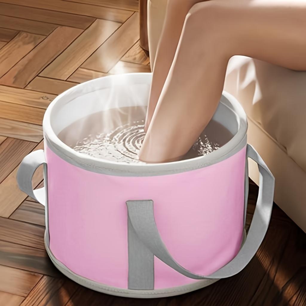 Tragbare isolierte Fußbadewanne - Zusammenklappbarer tiefer Eimer mit Wadenanhebung, Ideal für Zuhause & Wohnheime