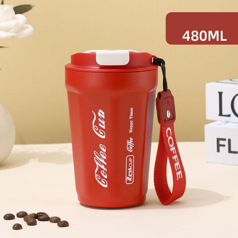 

Дорожня кавова кружка з нержавіючої сталі 316 Чашки для кави для гарячої/холодної кави, чаю та пива Студентський термос Дорожня кухоль із захистом від проливання з кришкою Пляшка для води 400ml червоний
