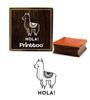 Printtoo Llama Animal & Hola Word Design Square Wooden Rubber Stamp Diary Card-2 x 2