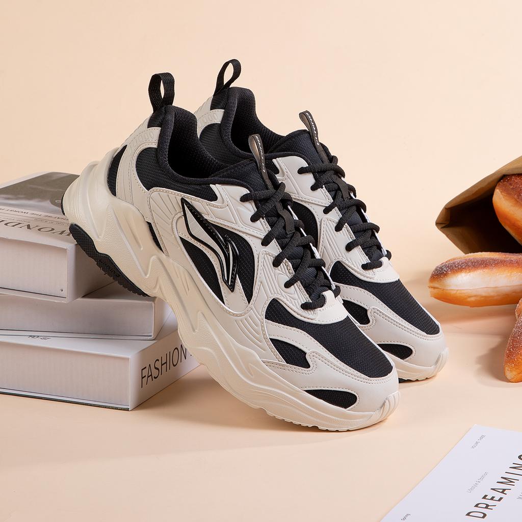 Li Ning Sports Life Collection Synthetic Leather Fashion Trend Cushioning Rebound Low top Casual Shoes Unisex AGLV173-3