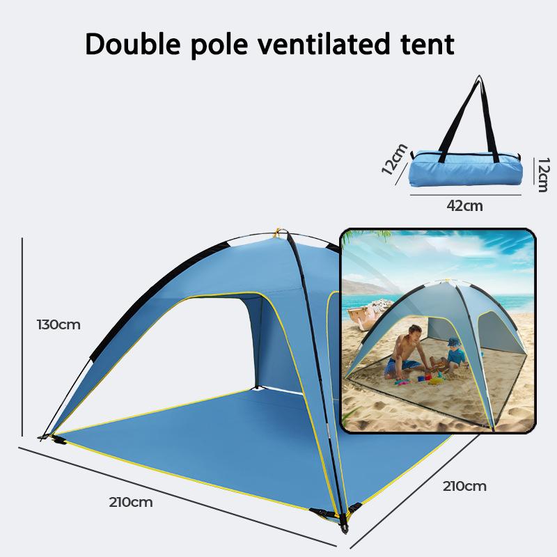 Outdoor Strandgras Camping Polyester Sonnenschutz Wasserdicht Dreiseitige Belüftung Zelt Tragbar Einfach Aufzubauen Campingausrüstung
