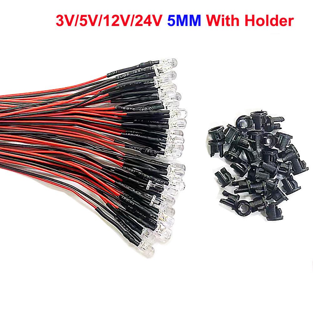 3.5MM Straw Hat LED Beads: High Brightness Indicator Light Bulbs for Architectural Models (3V, 5V, 12V, 24V; Yellow, Red, Green)