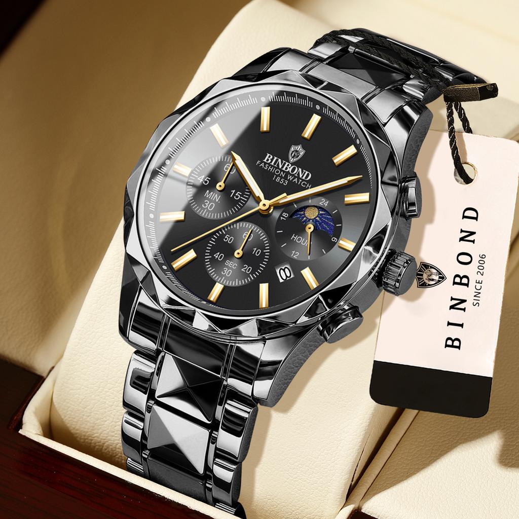 BINBOND Top Seller Luminous Waterproof Quartz Wristwatch For Men Accurate Reloj Luxury Auto Date Chronograph Men's Watches