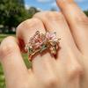 Leichter verstellbarer Ring Legierung Fingerring, Schmetterling Blume Form Öffnung Offenes Design Band für tägliches Tragen Date Party Romantischer Schmuck