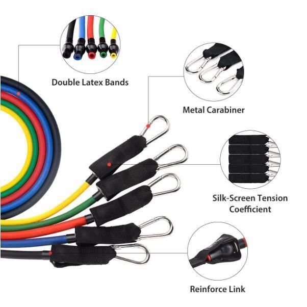 Bandes de Resistance Elastiques Musculation Set, Latex Fitness Exercice Bands Kit avec Ancre de Porte/Poignées/Sangle de Cheville po