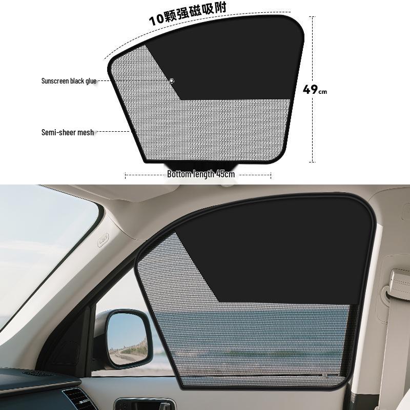Full Blackout Titanium Silver Car Sunshade Magnetic Curtains for UV Protection