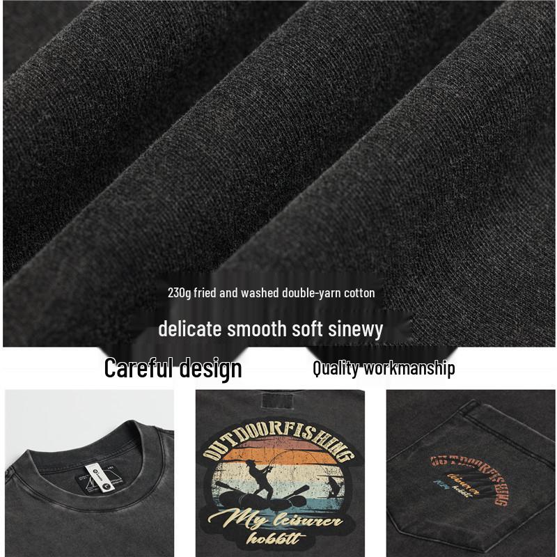 Herr 230g Tungvikt T-shirt i Ren Bomull, 2025 Ny Stil, Kortärmad, Sommar Lös Passform, Amerikanskt Trendigt Märke.