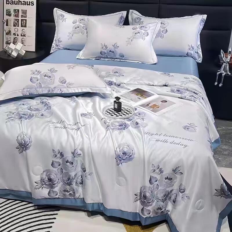 Yu Meng Jia Ju Washable Tencel 4-Piece Summer Quilt Set