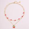 Stainless steel necklace pastoral cherry pendant necklace does not fade female titanium steel necklace fresh small cherry necklace