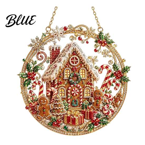 Reusable Christmas Decorations Hanging Diamond Art Ornament, 2D Acrylic Pearl Painting Window Pattern Suncatcher, Holiday Pendant for Wall Decor