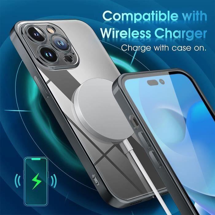 Coque de protection - Silicone - pour iPhone 14 Pro - Ultra mince - 2 Verres trempés - Noir