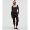 Lululemon Wundermost Ultra Soft Nulu Square Neck Long Sleeve Bodysuit  Shine Luxe Shine Foil Print Black