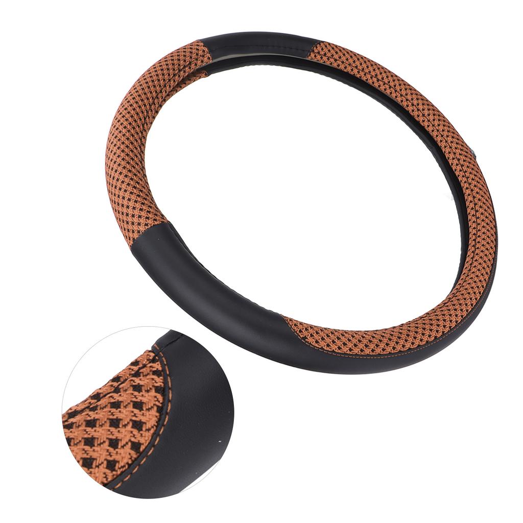 15in Car Steering Wheel Cover Protector Artificial Leather   for Diameter 14.5‑15in Modification