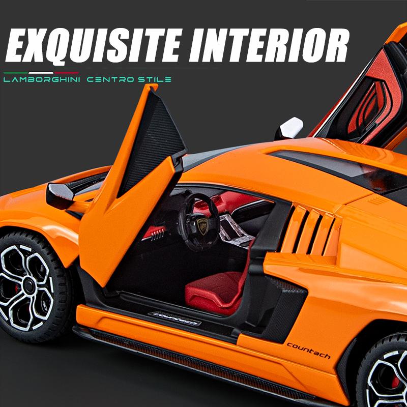 1/24 Scale Lambo LPI800-4 Alloy Diecast Car Model Toys, Pull Back Vehicle with Sound and Light for Kids Adults Gift Collection