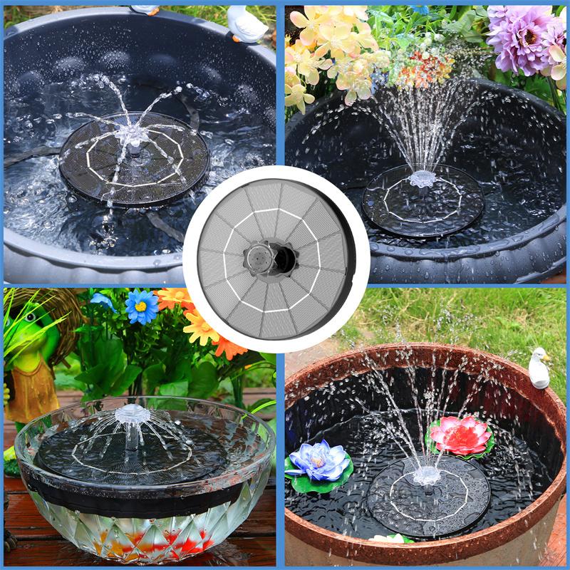 44pcs 3.5W Solar Fountain Pump, Water Feature Outdoor DIY Solar Bird Bath Fountain with Multiple Nozzles,for Garden Pool, Ponds